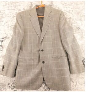 Ralph Ralph Lauren Men 40R Silk Wool Blazer Tan Glen Plaid Houndstooth Dillard's